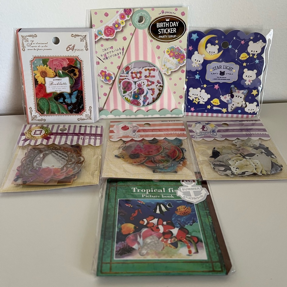 Set of 7 Packs of Sticker Flakes